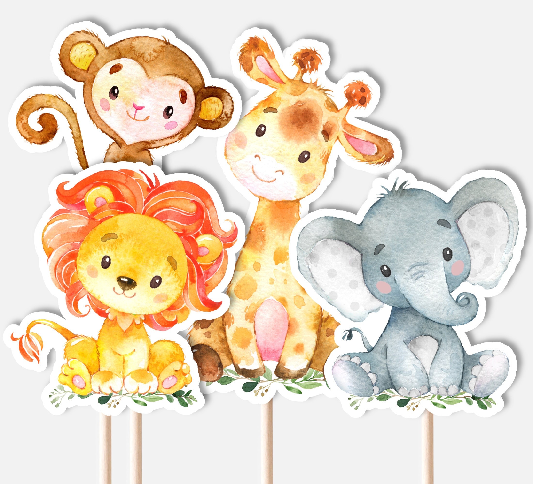 Jungle Safari Cartoon Animaux à thème Décor de fête d'anniversaire  Fournitures Set pour la fête de bébé, comprend bannière, nappe, vaisselle,  assiettes, serviettes de table