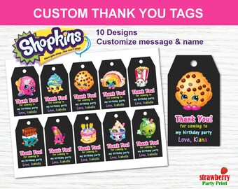 Shopkins Favor Tags, Shopkins Thank You Tags, Shopkins Party Favors, Shopkins Printables, Shopkins Gift Tags, Shopkins Birthday Decorations