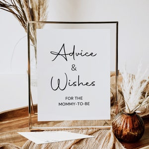 Tarjeta y letrero con consejos minimalistas para la futura mamá para baby shower, caligrafía sencilla, rústica, bohemia, para baby shower, imprimible, NO editable, C3