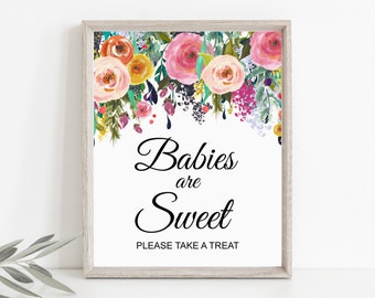 Baby Shower Favors Sign Babies Are Sweet Take A Treat Sign Wildflower Colorful Floral Baby Shower Sign Printable NOT Editable C17
