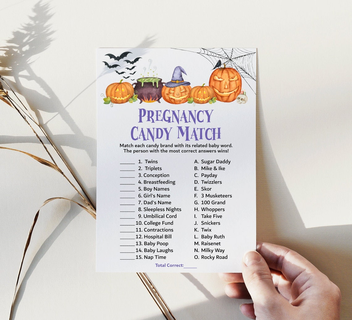 Halloween Pregnancy Candy Match Game Halloween Baby Shower Etsy