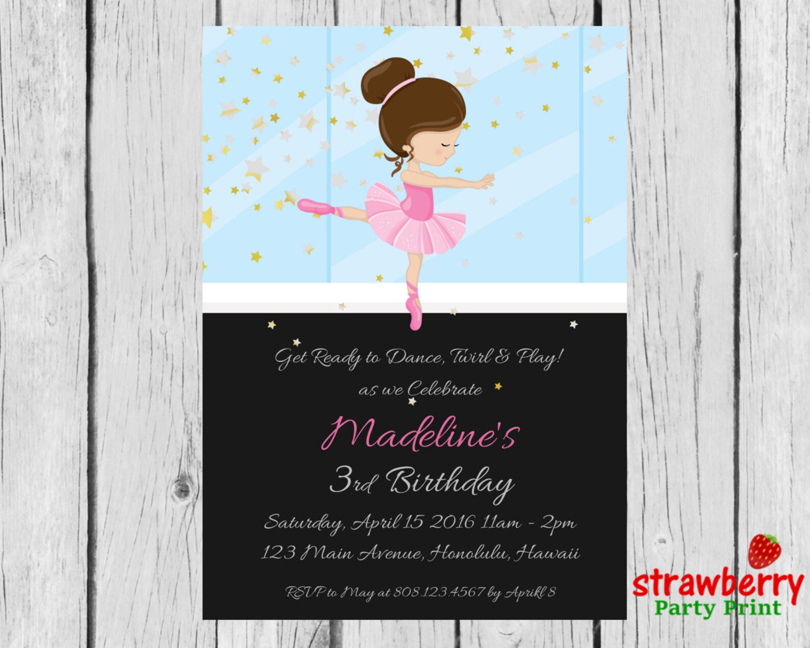 ballerina invitation, ballerina birthday party invitation, ballet birthday invitation, ballerina party invite, party printables