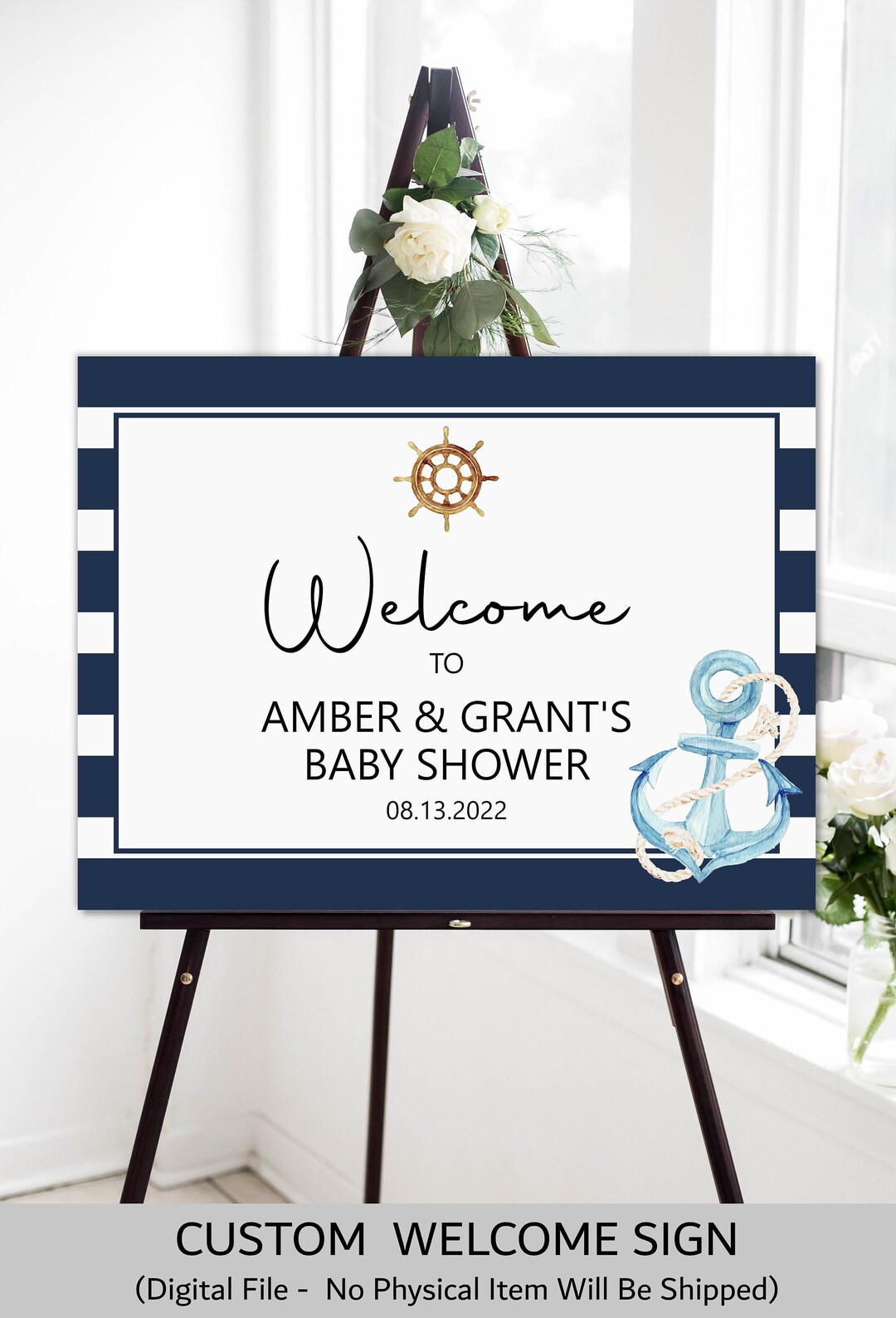 Nautical Sign Nautical Baby Shower Anchor Baby Shower Etsy