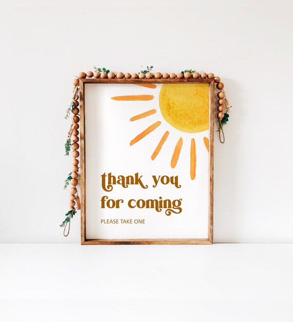 Sun Party Thank You For Coming Sign 1st Trip Around The Sun Boho Sunshine Sun Birthday Baby Shower Decor Printable NOT Editable A12 C12 Il_570xn