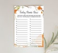 Baby Name Race Game Fall Baby Shower Game Pumpkin Baby Shower Game A-Z Baby Names Game ABC Baby Name Game Printable NOT Editable C2