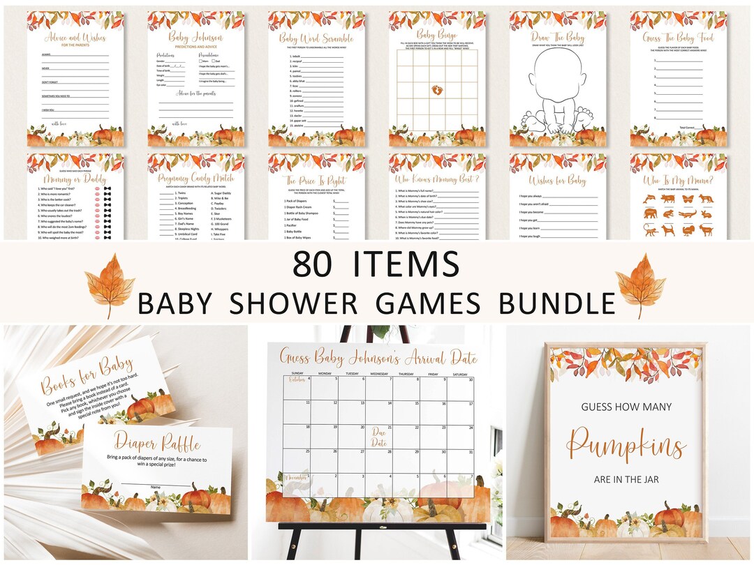 Editable Fall Baby Shower Games Bundle Pumpkin Baby Shower Games ...