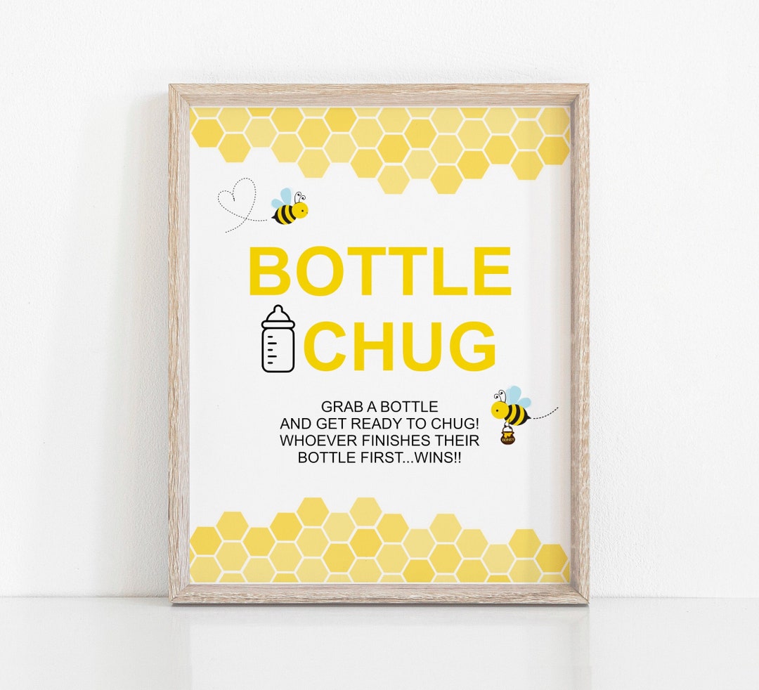 Bottle Chug Game Bumble Bee Baby Shower Game Printable Gender Neutral Mommy to Bee Baby Shower