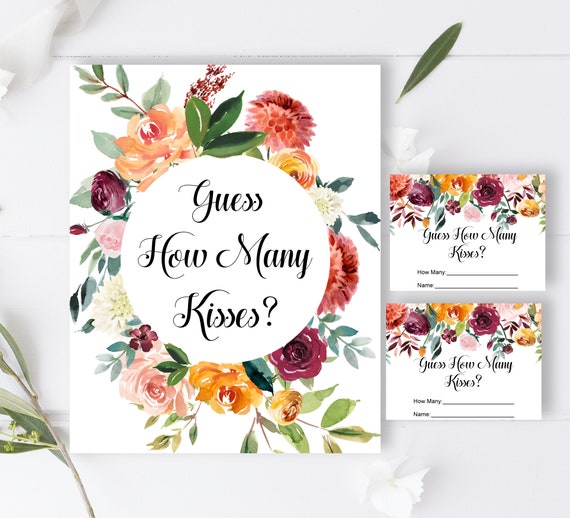 How Many Kisses In The Jar Bridal Shower Game Fall Bridal Shower Game Printable Autumn Rustic Boho Floral Instant Download B89 Il_570xn