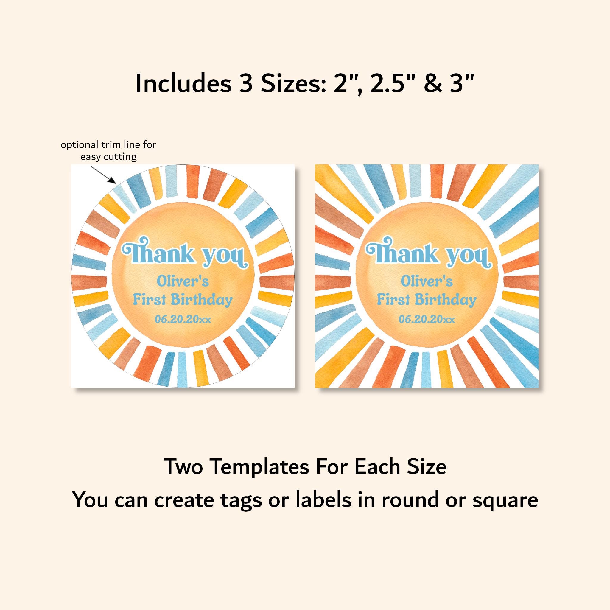 Editable Sun Sunshine Thank You Favor Tag Label Sticker Printable ...