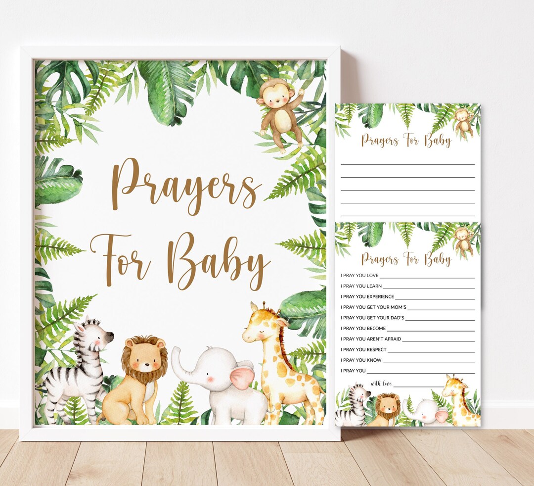 Tarjetas de oraciones para bebés, baby shower de jungla, safari, animales  de la jungla, tarjetas imprimibles con consejos para bebés 0127 - Etsy ..., image size:1080x982