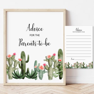 Advice for Parents to be Cards Cactus Fiesta Baby Shower Advice Card and Sign Boho Fiesta Mexican Baby Shower Printable NOT Editable C92