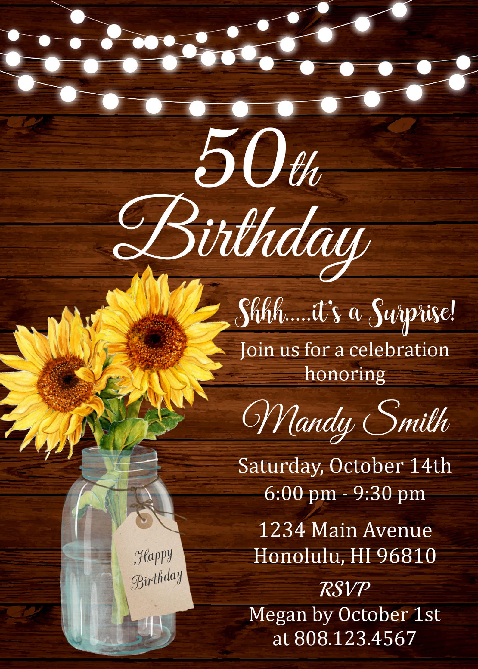 50th-birthday-invitation-for-women-rustic-birthday-mason-jar-etsy