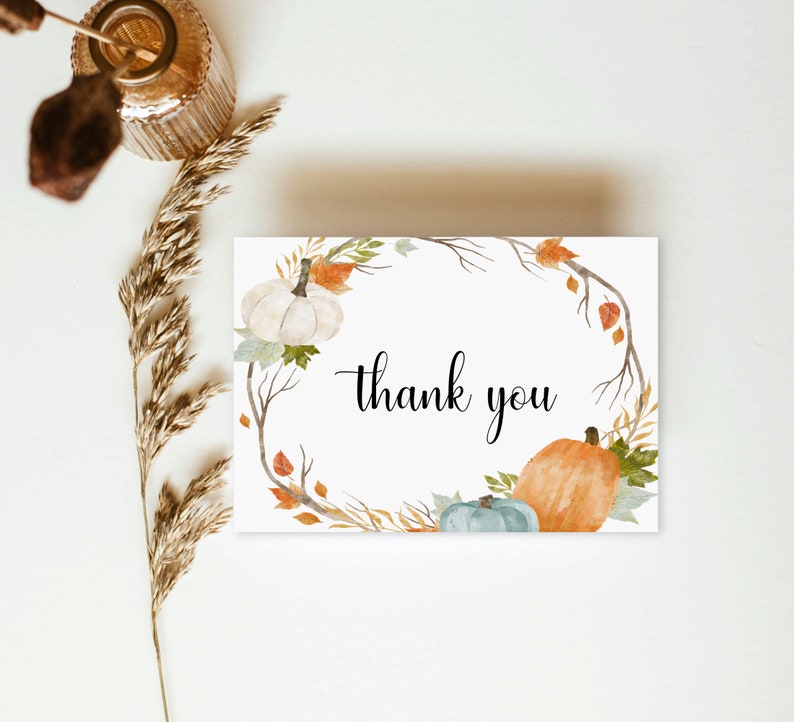 Fall Thank You Card Template Printable Thank You Cards Folded | Etsy