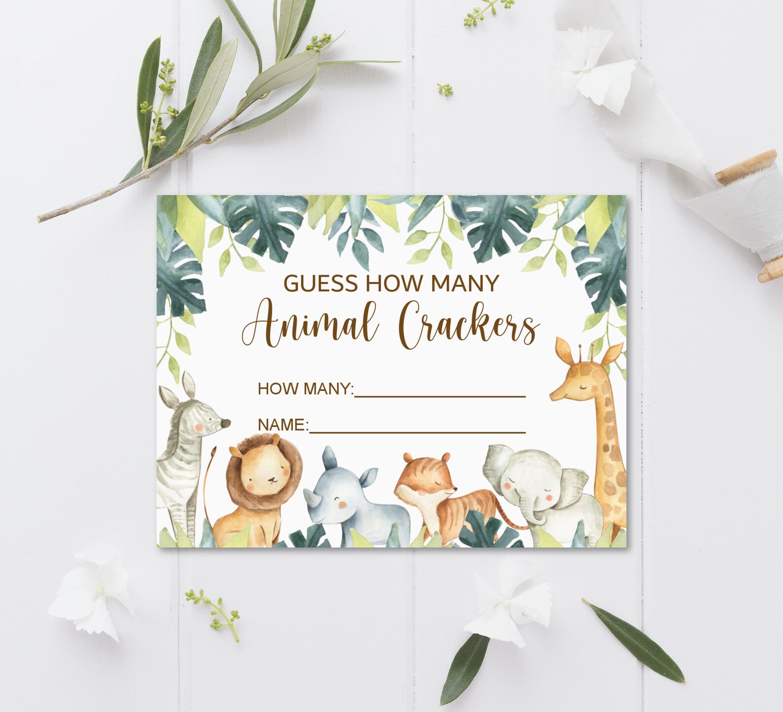 Guess How Many Animal Crackers Game Jungle Baby Shower Games Etsy