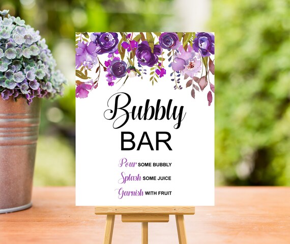 Mini Champagne Bottle Label Purple Custom Wine Label Bridal Shower Baby Shower Birthday Favor Sticker Digital File A73 A78 B71 C68