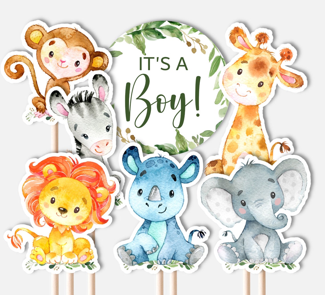 PRINTABLE Jungle Animals Centerpieces Jungle Baby Shower - Etsy