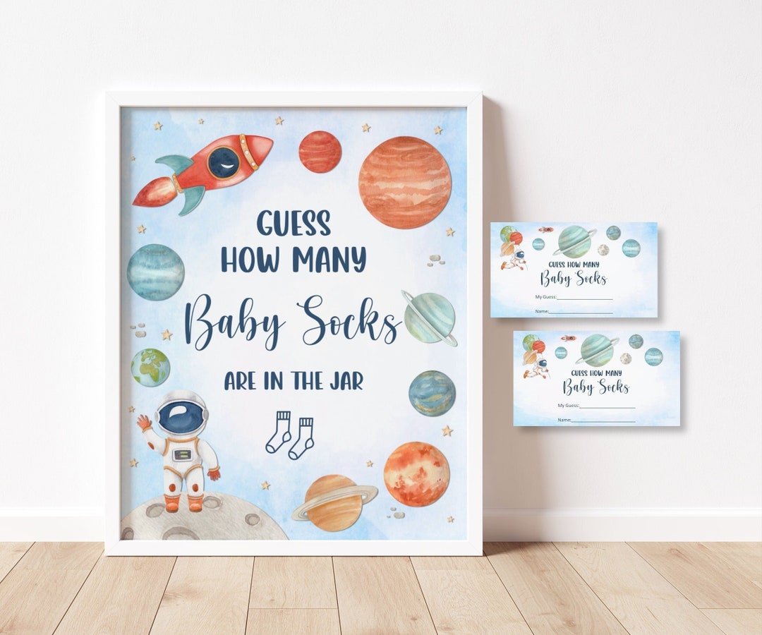 Space Baby Shower Guess How Many Baby Socks Game Galaxy Baby Etsy