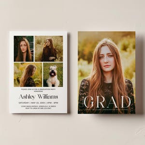 Bewerkbare moderne afstudeeraankondiging fotokaart afstudeeruitnodiging senior aankondiging sjabloon Corjl 0143