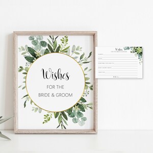 Wunschkarten für Braut und Bräutigam Grün Brautdusche Paare Dusche Wunschkarten Druckbare Sukkulente Eukalyptus NICHT bearbeitbar B84