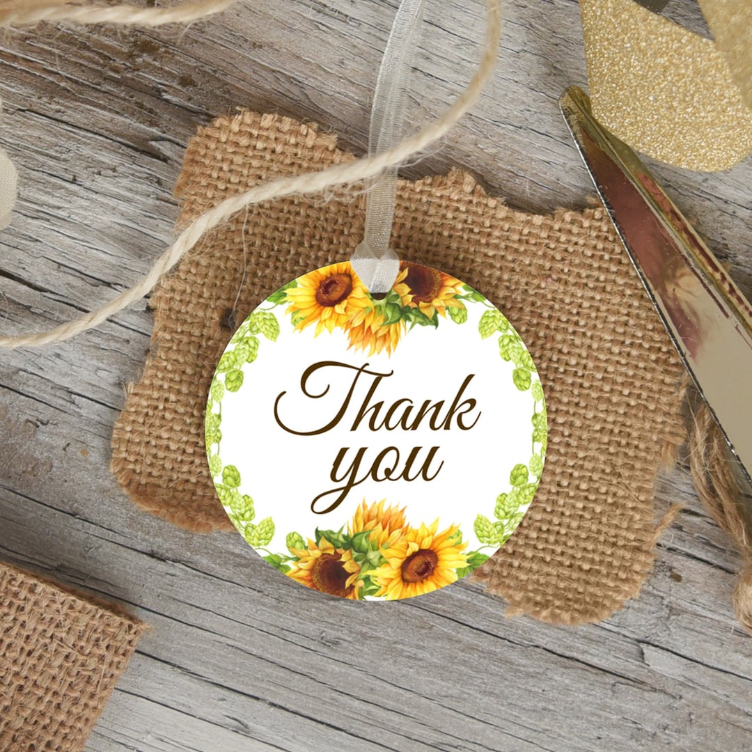 Sunflower Favor Tags Printable Favor Stickers Rustic Floral Thank You ...