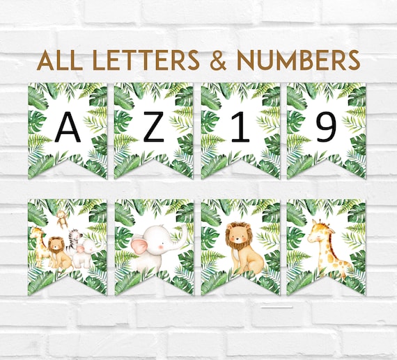 jungle safari animals banner jungle baby shower banner etsy
