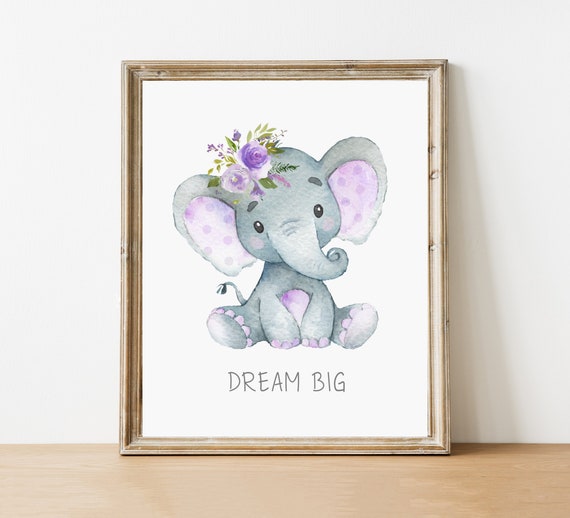 purple elephant nursery decor