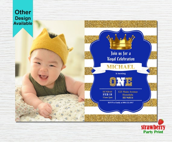 Royal Prince Birthday Invitation With Photo Little Prince Etsy