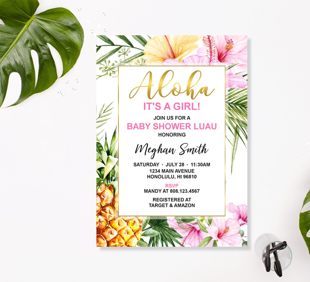 Tropical Baby Shower Invitation Hawaiian Luau Baby Shower Invitation It ...