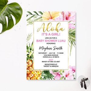 Tropical Baby Shower Invitation Hawaiian Luau Baby Shower Invitation It ...