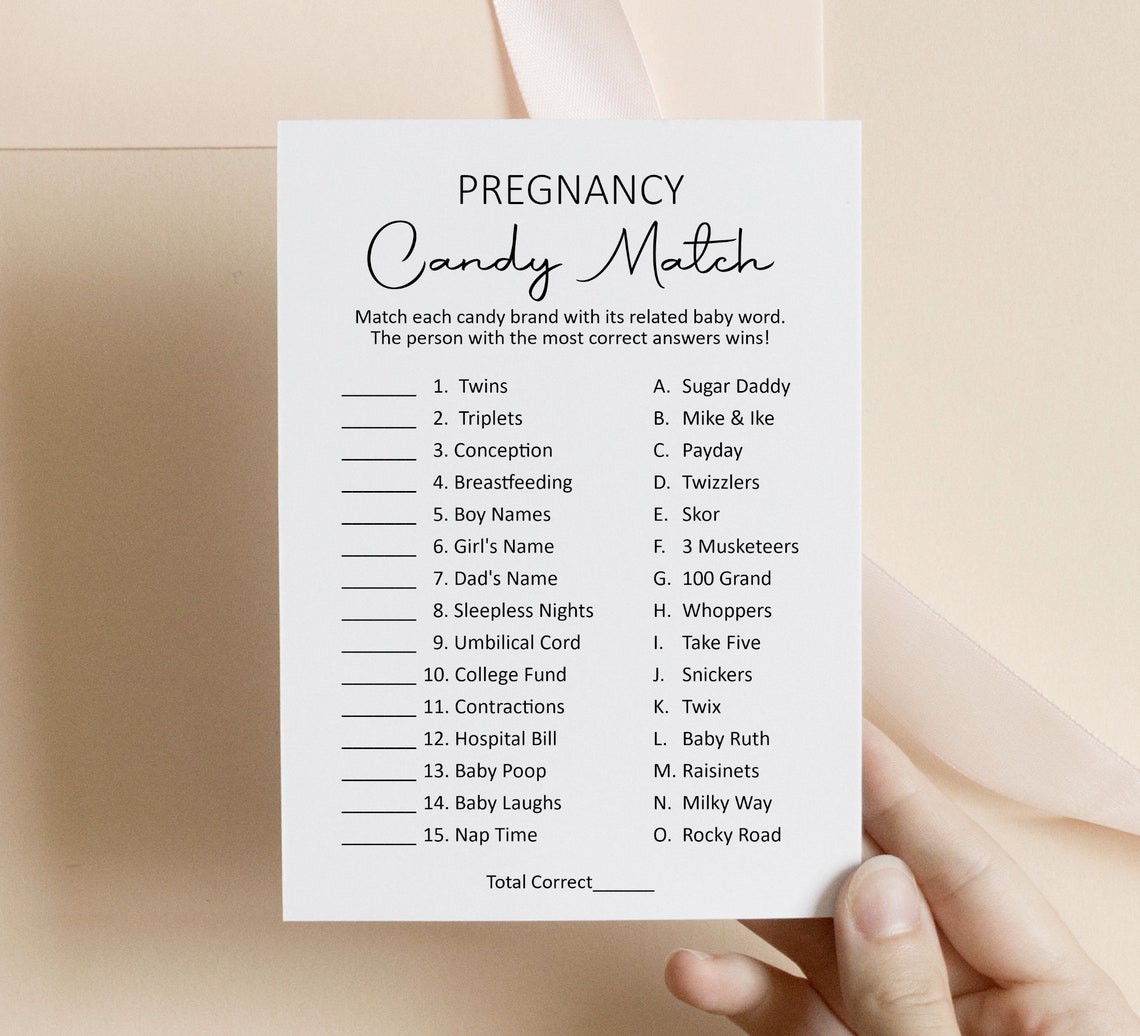 How Sweet It is Pregnancy Candy Match Game Baby Shower Game Etsy