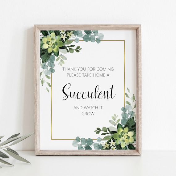 Watch Baby Grow Sign Succulent Favor Sign Greenery Baby Shower Sign Printable  B84 C91