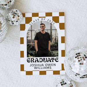 Editable Retro Graduation Announcement Senior Announcement Photo Card Class of 2025 Graduation Invitation Template Corjl 0143