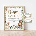 Diaper Raffle Tickets and Sign Woodland Baby Shower Game Greenery Woodland Animals Forest Baby Shower Printable NOT Editable 0120
