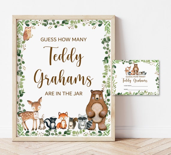 Guess How Many Bears Game Woodland Baby Shower Game Greenery Woodland Animals Baby Shower Game Printable NOT Editable C1 Il_570xn
