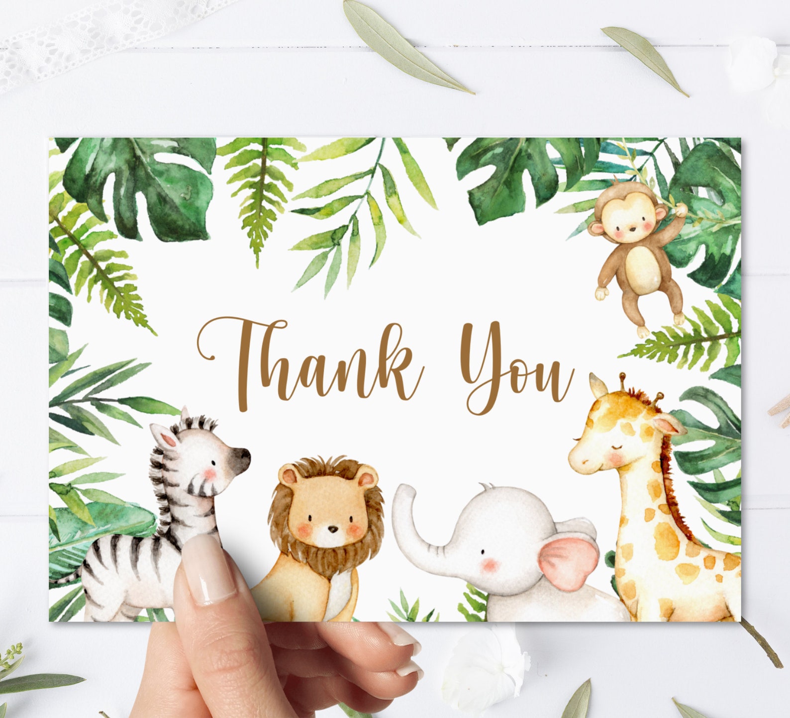 Jungle Folded Thank You Cards Jungle Baby Shower Safari Etsy UK