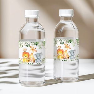 Jungle Animals Water Bottle Labels Jungle Baby Shower Safari Birthday Party Favors Printable Labels Wrappers NOT Editable 0128
