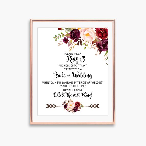 Ring Game Burgundy Bridal Shower Game Printable Maroon Bridal Shower Game Put A Ring On It Don't Say Bride or Wedding Instant Download B61 Il_570xn
