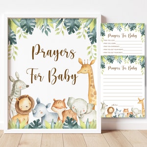 Oraciones para tarjetas de bebé Jungle Baby Shower Safari Baby Shower Actividad Animales de la selva Tarjetas de consejos para bebés Imprimibles NO editables 0129