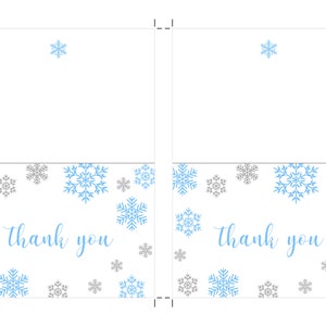 Thank You Cards Winter Blue Snowflakes Folded Thank You Note Cards ...