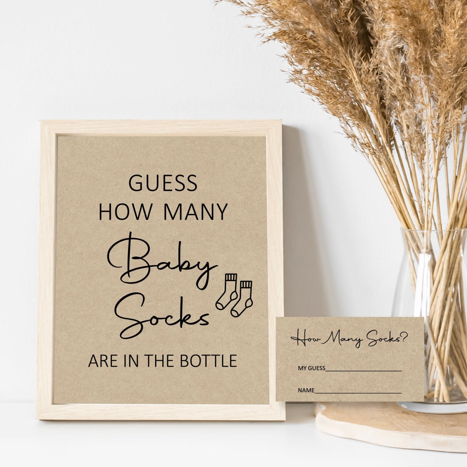 Guess How Many Baby Socks Baby Shower Game Printable Rustic - Etsy
