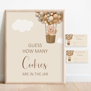 Bear Guess How Many Cookies Game We Can Bearly Wait Baby Shower Teddy Bear Baby Shower Game Printable Neutral Brown Bear NOT Editable C14
