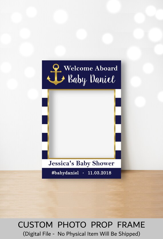 CUSTOM Nautical Baby Shower Photo Prop Frame Photo Booth Prop Printable Ahoy Its A Boy Ocean Theme Baby Shower Decorations Il_570xn