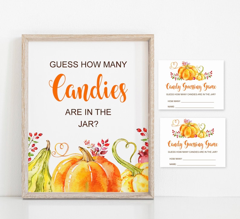 Guess How Many Candies Are In The Jar Fall Baby Shower Pumpkin Etsy