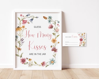 Guess How Many Kisses Game, Wildflower Bridal Shower Game Printable 0123