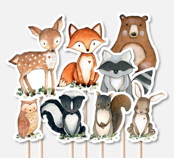 PRINTABLE Woodland Animals Centerpieces Woodland Cutouts Woodland Cake 