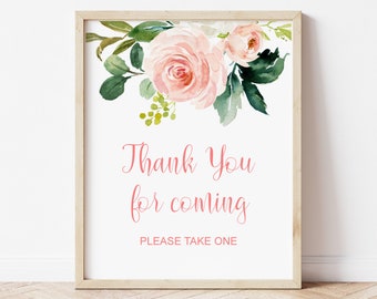 Thank You For Coming Sign Blush Pink Floral Favors Sign Printable Boho Bridal Shower Baby Shower Birthday Decor NOT Editable A80 B80 C80