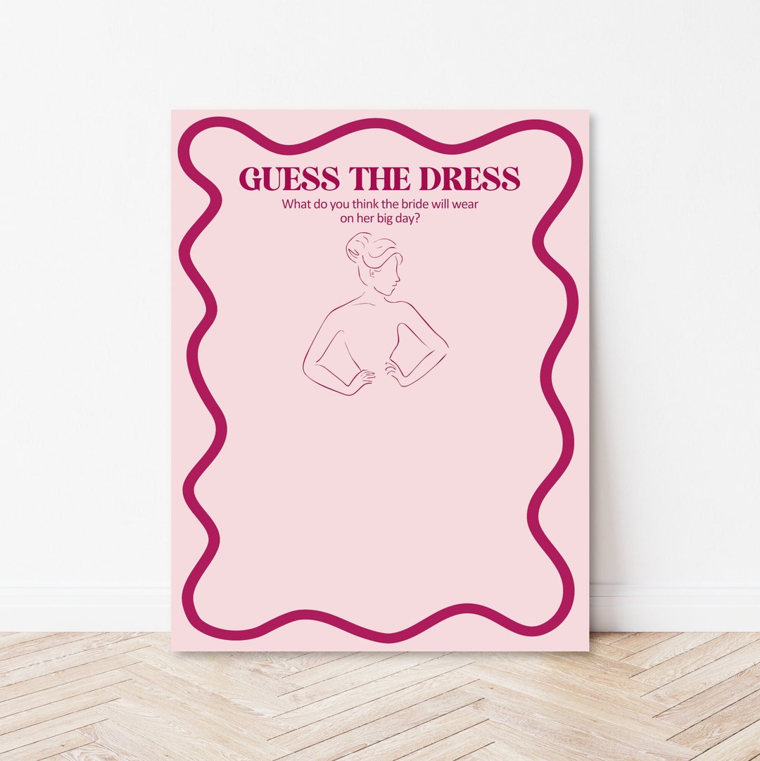 Guess the Dress Game Retro Wavy Pink Bridal Shower Valentine Bridal ...