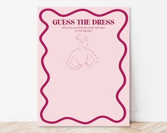 Guess The Dress Game Retro Wavy Pink Bridal Shower Valentine Bridal Shower Game Wedding Shower Printable NOT Editable B1