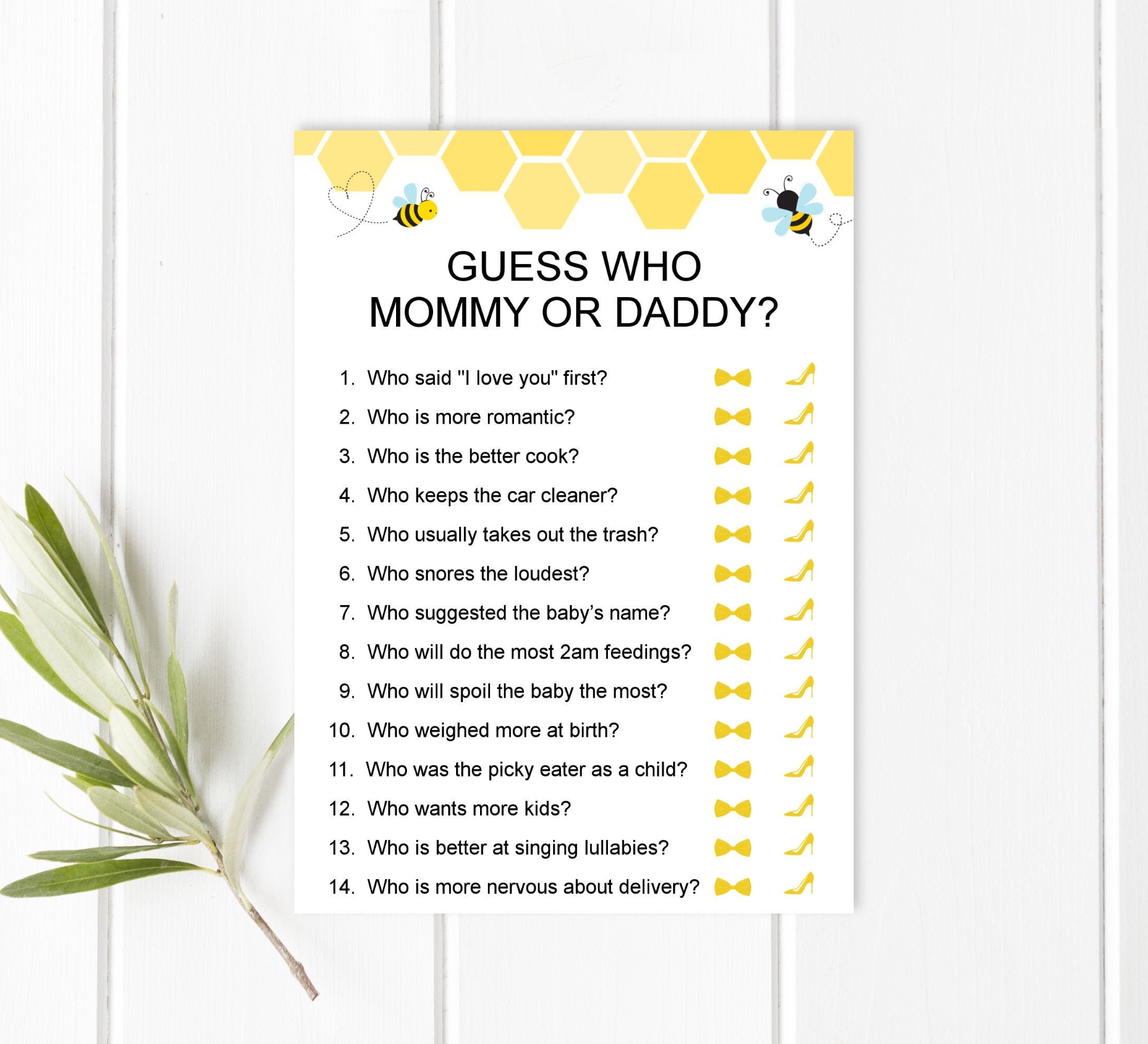 Guess Who Said It Mommy Or Daddy Printable Baby Showe vrogue.co