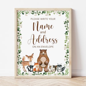 Woodland Envelope Station Sign Woodland Baby Shower Greenery Woodland Birthday Forest Animal Party Decor Printable NOT Editable 0120